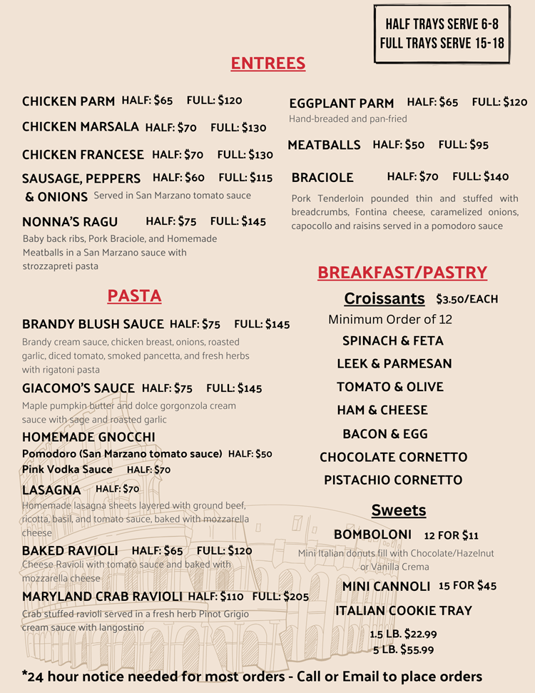 Italian Catering Menu